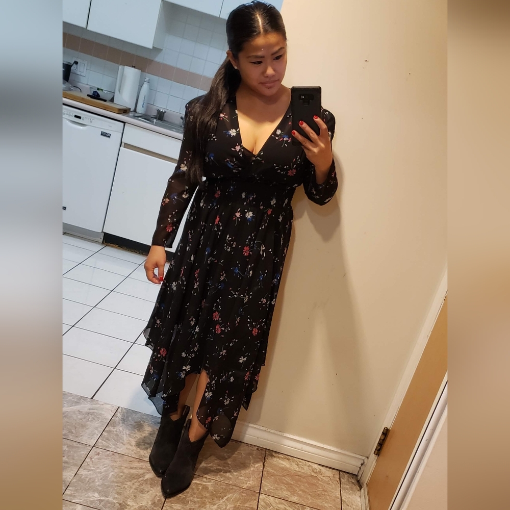 Maje Black Floral Maxi Dress